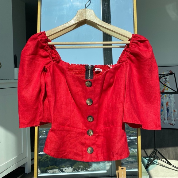 Reformation NWT Augusta Top Cherry - Picture 2 of 6